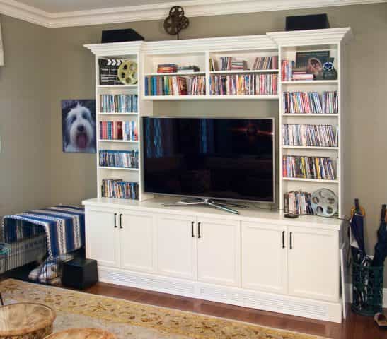 This entertainment system built in a Princeton, NJ home is a beautiful focal point for a living room