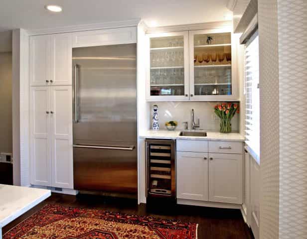 A bar built in a Pennington NJ home provides extra storage and convenient placement for entertaining
